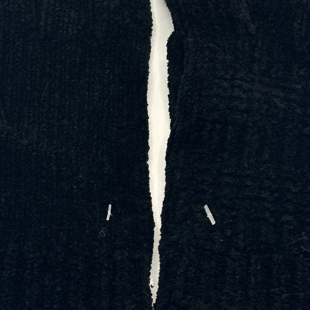 Vintage Black Chenille Knit Gloves Soft Warm Winter Plush‎ Ribbed One Size